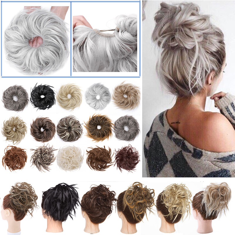 LARGE Messy Bun Hair-Piece Scrunchie Updo Wrap Hair Extensions Blonde As Human