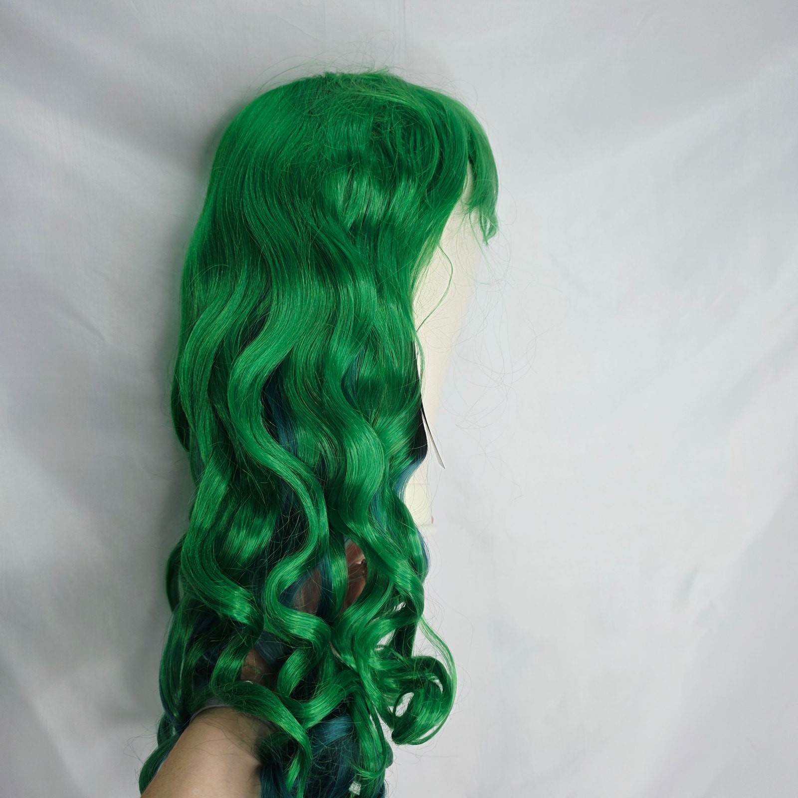 Green Ombre Long Curly Wig Heat Resistant Cosplay Halloween Costume Hair