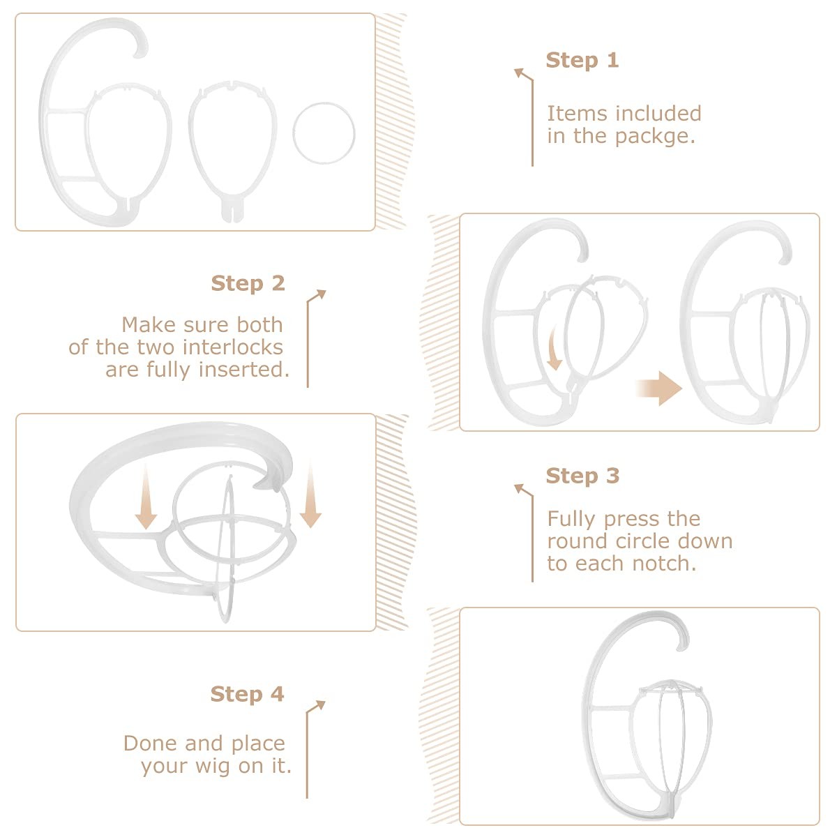 Dreamlover Hanging Wig Stands, 2 Count (Pack of 1), Semitransparent