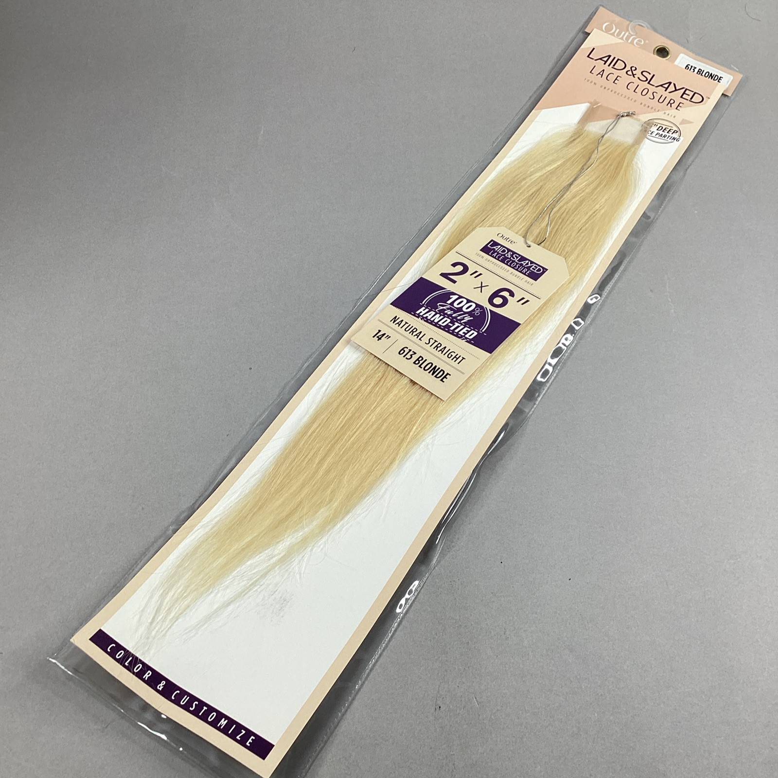 14” Straight Platinum Blonde Melted Lace Closure Unprocessed Human Hair 2” x 6”