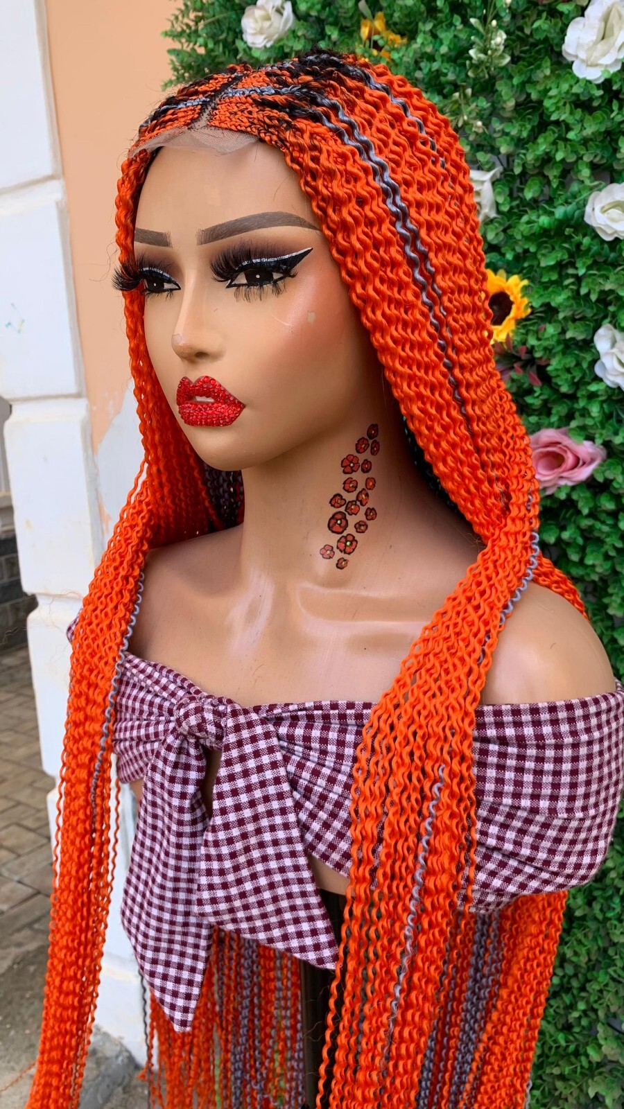 WATERMELON BRAIDED WIGS ON 2*4 LACE CLOSURE 42″