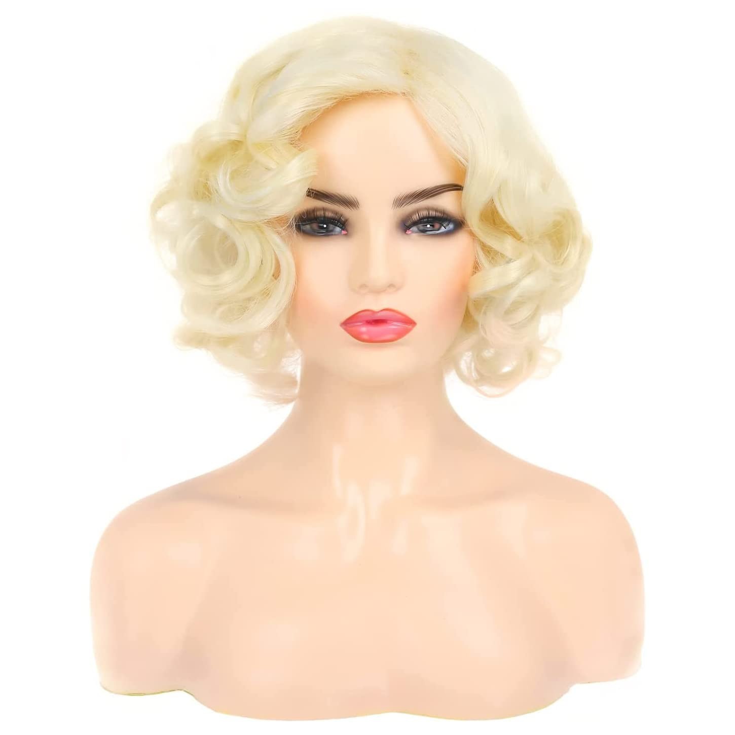 1920s Short Curly Blonde Wig woman synthetic costume hair cosplay actress stage