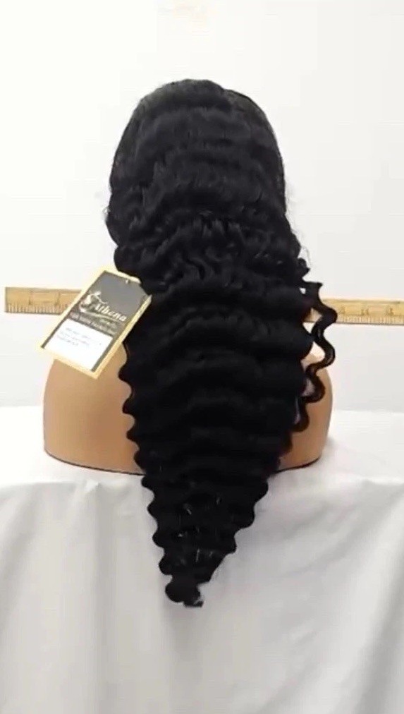 100% Human Hair Wigs deep wave 13×6 Lace Frontal 34”inch Natural 200%d 265g