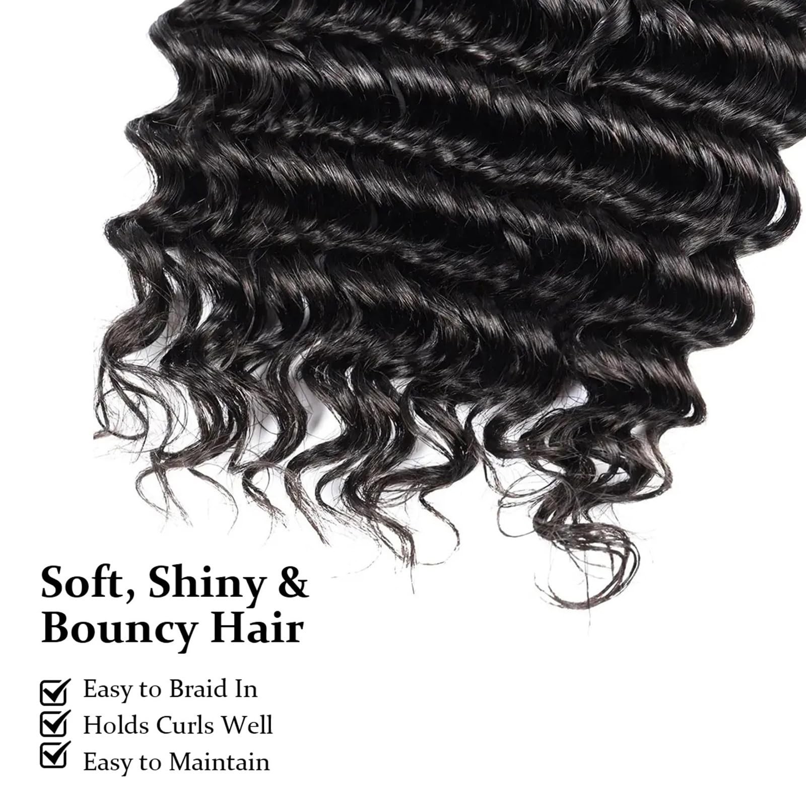 Wequeen 16A Human Braiding Hair Deep Wave 100G 20 Inch 2 Bundles/Pack 100