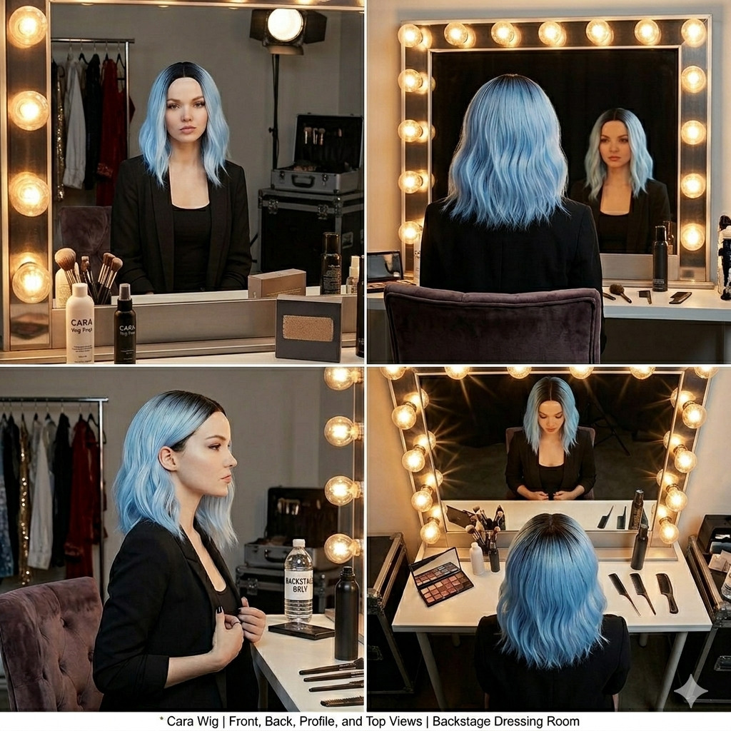 Fever Cara Wig baby blue black ombre woman soft wave daily dance stage actress