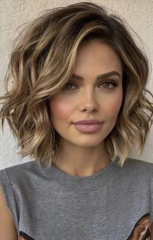 Fashion Charming Women’s Short Brown Mix Blond Wavy Wigs 12 In