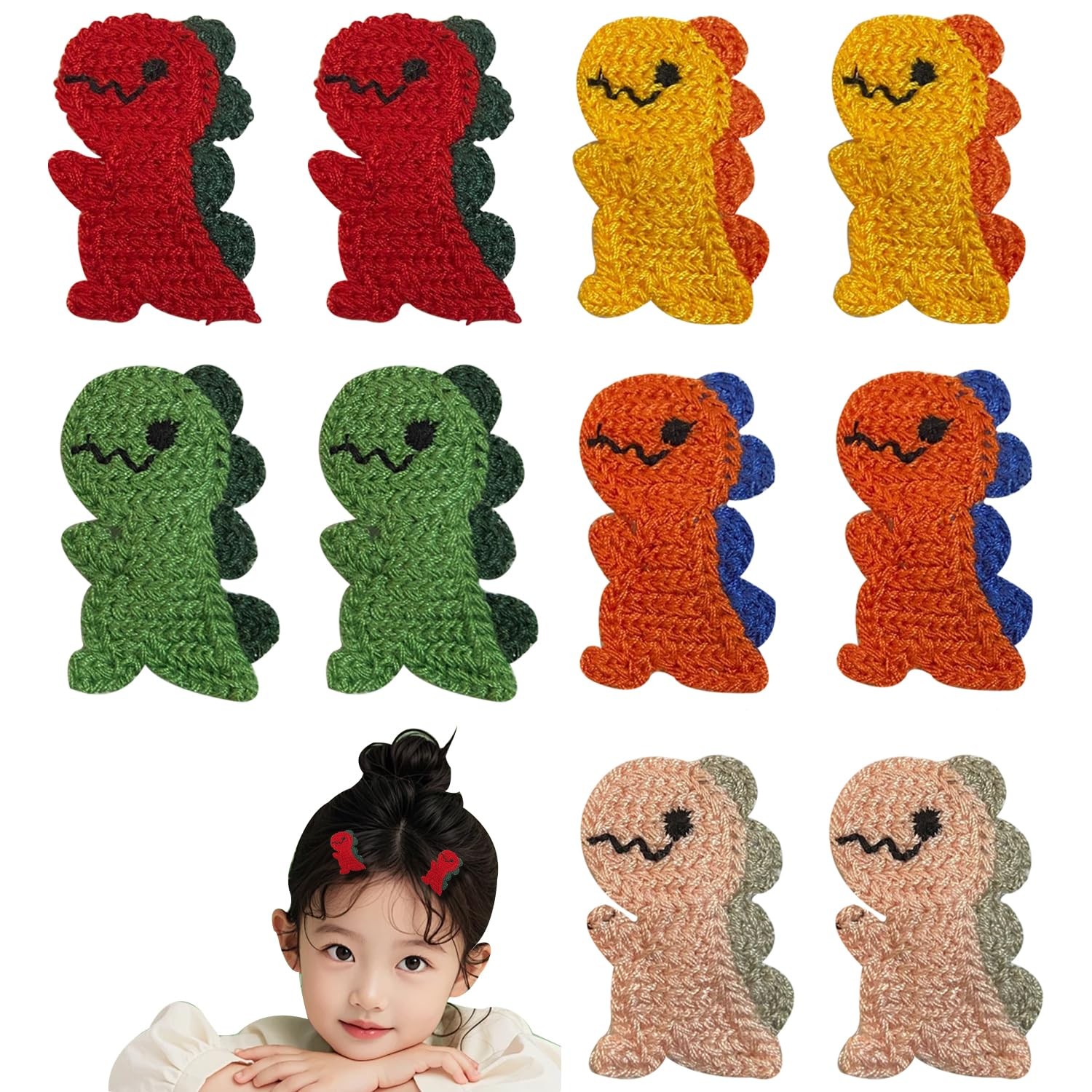 10 Piece Dinosaur Snap Hair Clips, Cute 1 Count (Pack of 10), Mixed Color