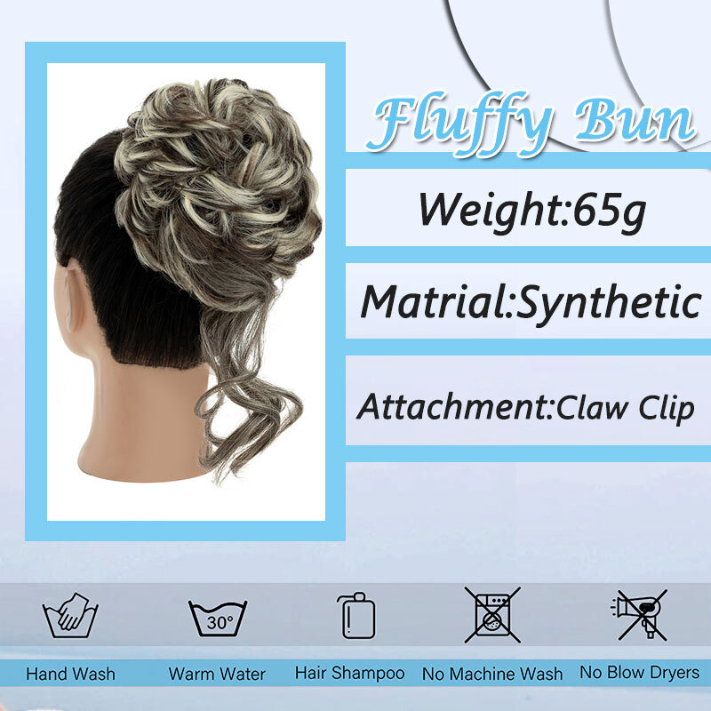 Jaw Claw Clip Large Messy Bun Scrunchie Hair Piece False Updo Hair Extensions US