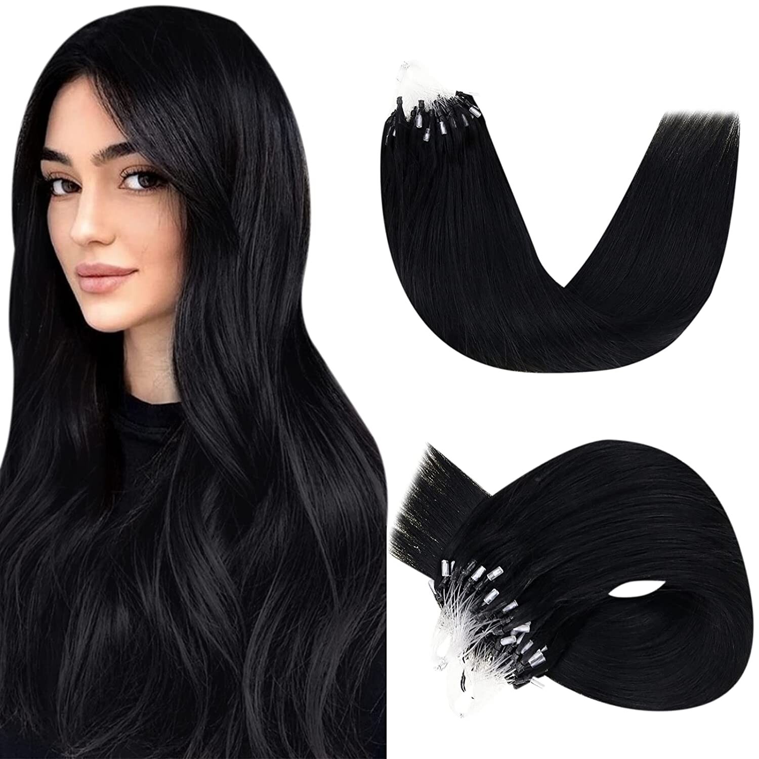 Micro Ring Loop Hair Extensions Real Human Hair Micro Beads Link Thick Remy Hair