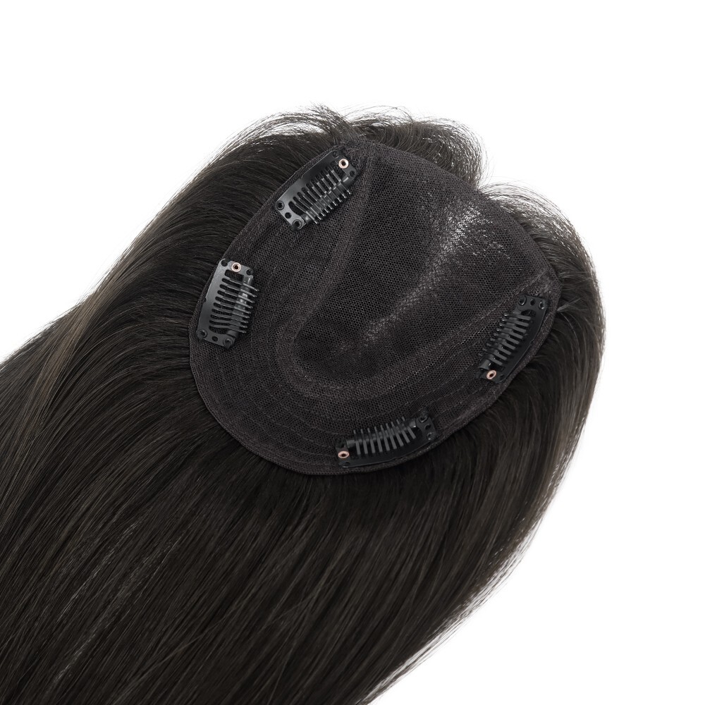 Topper for Women Durable Lace Toupee Human Hair Top Pieces TP79 #1B