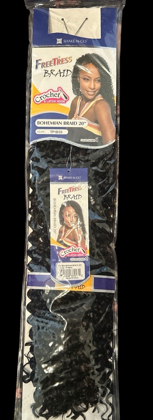 BOHEMIAN BRAID 20″ FREETRESS SYNTHETIC CROCHET BRAIDING HAIR Color TP1B/33