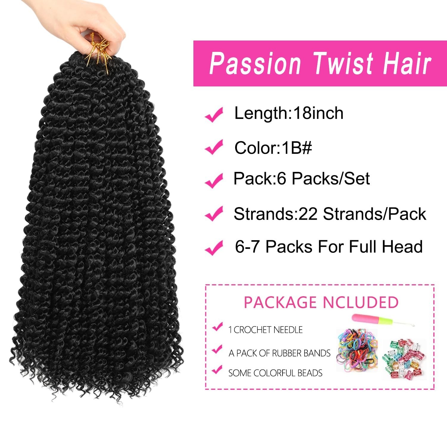 18 Inch Water Wave Crochet Hair Extensions: Passion Twist Braids in 6 Easy Packs