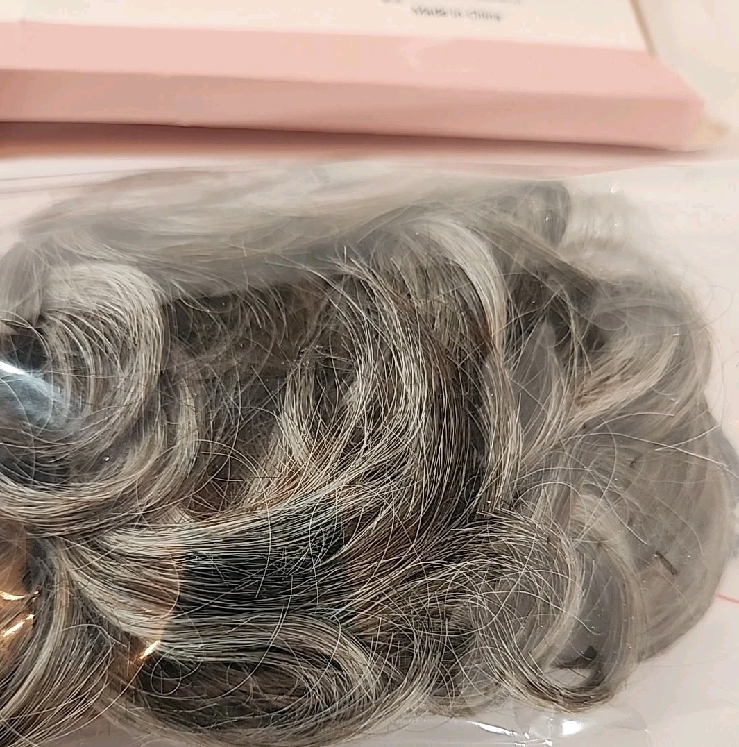 Messy Bun Hair 2 Pcs Wavy Curly Scrunchies Elegant Chignon Updo Ash Grey Fashion