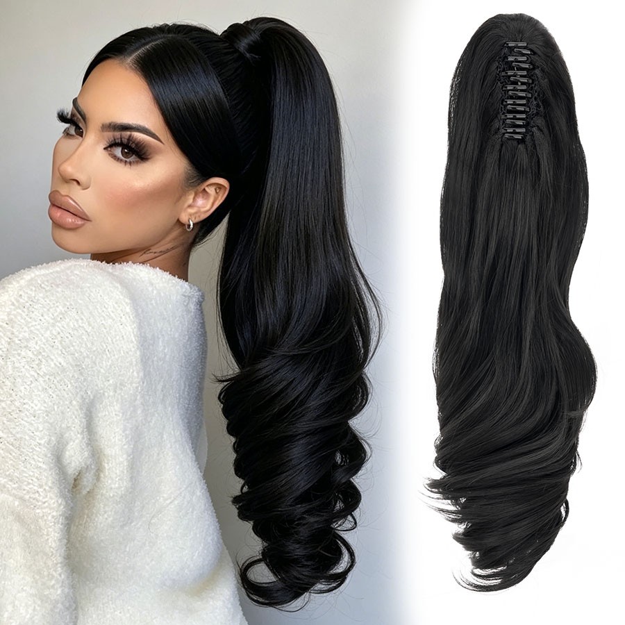 18″ Claw Clip Ponytail Extension Clip On Pony Tails Hair Extensions Women
