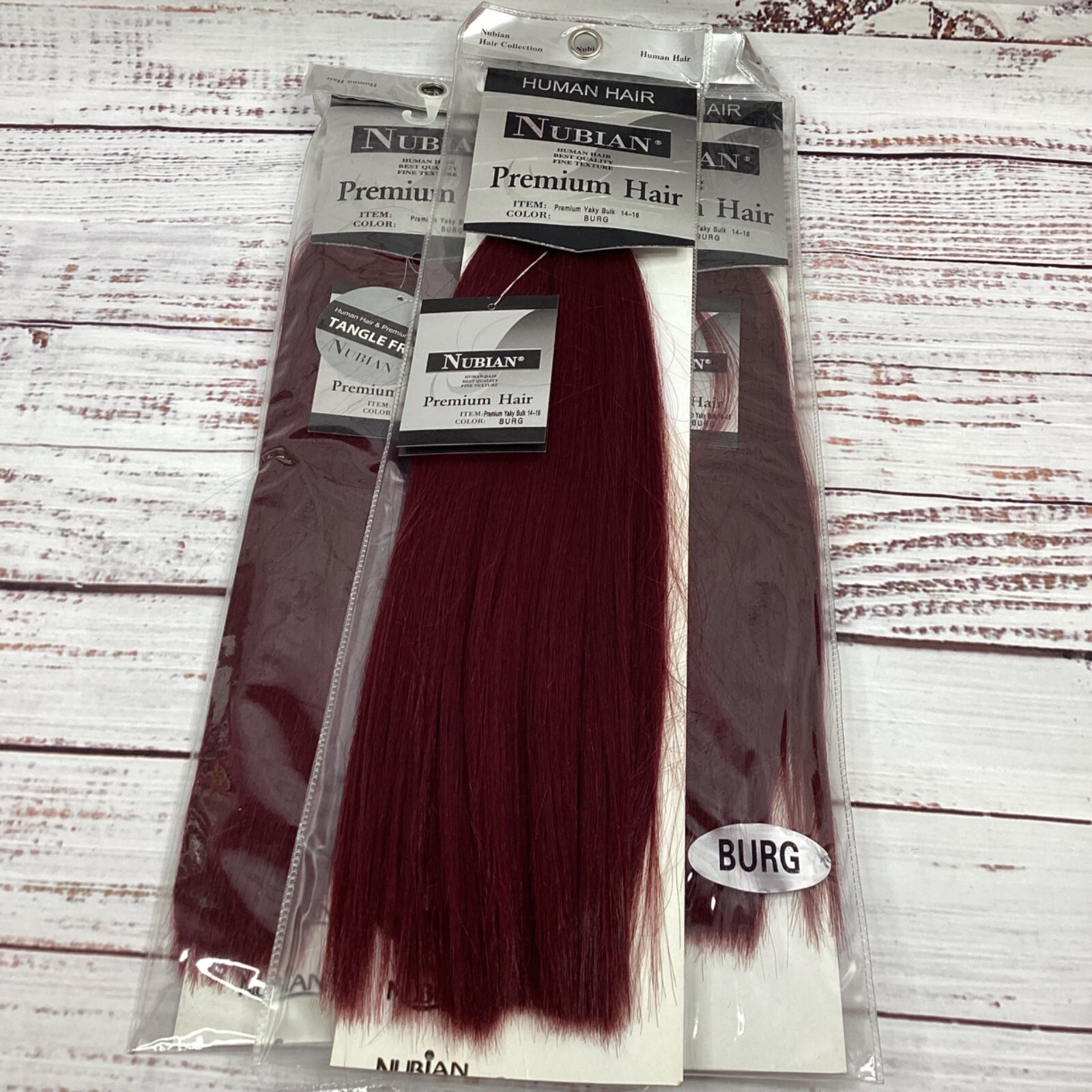 3 Packs Nubian Burgundy Yaki Bulk 14”-16” Micro Braiding Hair
