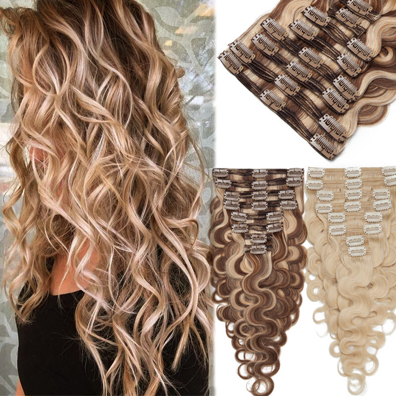 CLEARANCE THICK Double Weft Clip In Remy Human Hair Extensions Full Head Brown