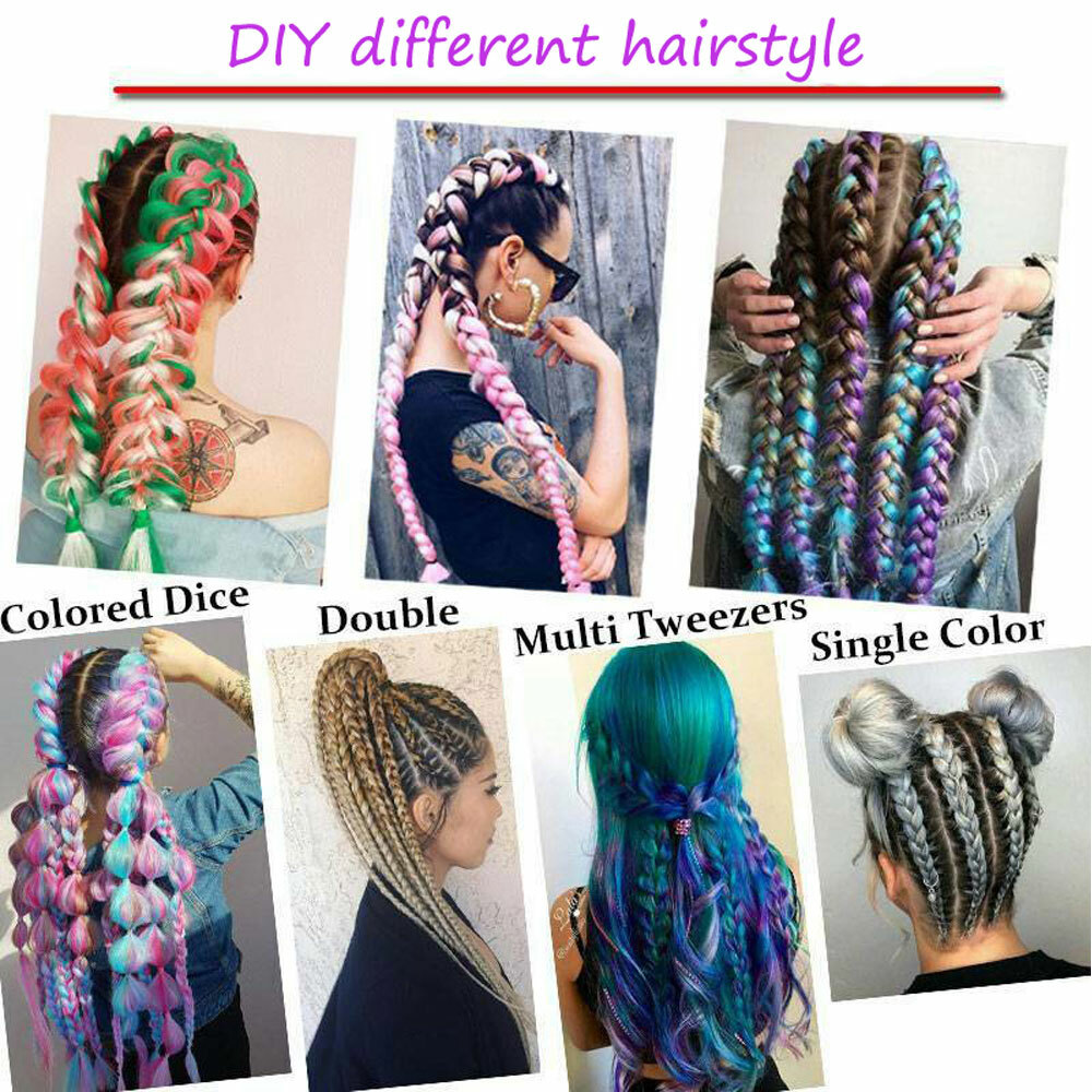 Jumbo Braiding Hair Extensions Afro Box Braids Ombre Rainbow Hair Any Colour HYT