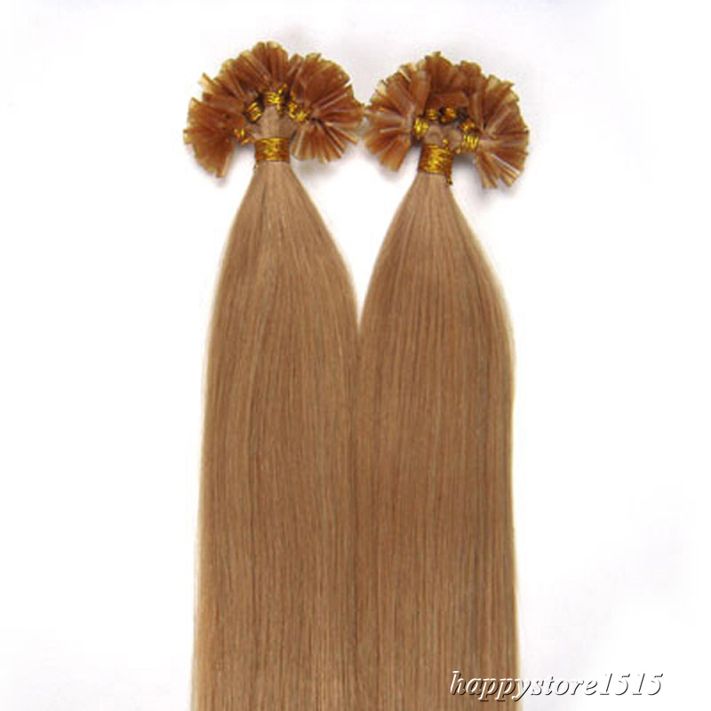 Remy Human Hair Extensions 100S Pre Bonded Nail Keratin U Tip Glue Hair 1g 0.5g