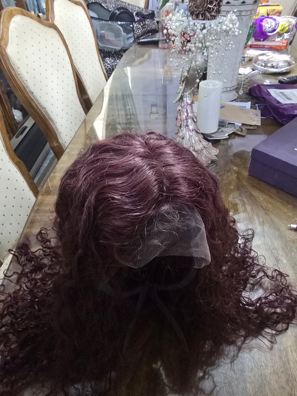 Luve Me 200 Density Dark Purple Water WaveHD 5×5 Lace Lace Glueless 24 In Wig