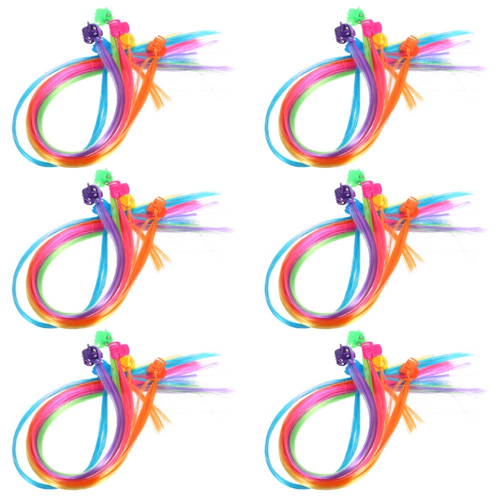 36 Pcs Colored Clip-in Hair Extensions Braided Ponytail Colorful