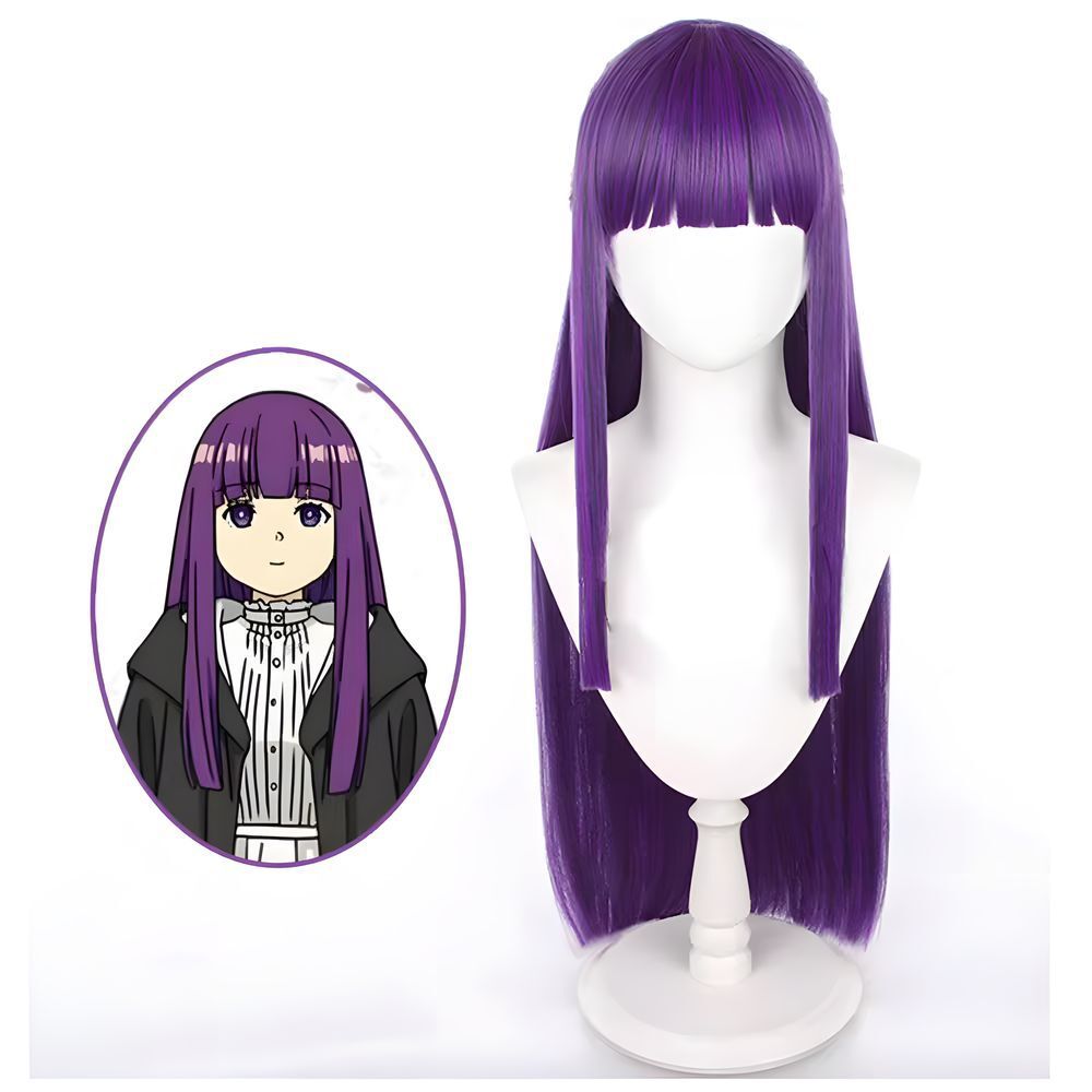 Frieren at the Funeral Fern Cosplay Wig Long Dark Purple Heat Resistant Hair
