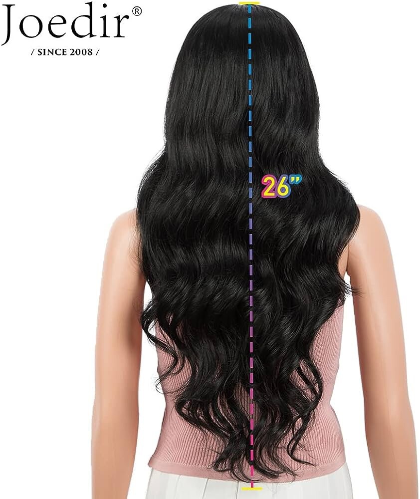 Joedir 26″ Big Curly Wavy Lace Front 1.5″x4.5″ Deep Parting HD Lace Wig 1B Black