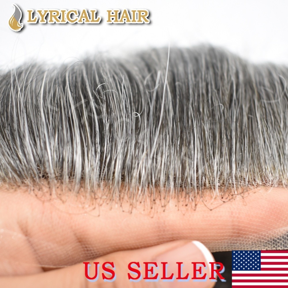 Lyrical Hair French Lace Front PU Base Mens Toupee Human Hair Natural Hairpiece