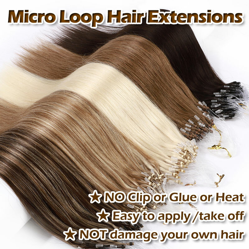 300S Micro Ring Beads Hair Extensions Easy Loop Micro Loop 100% Remy Human Hair