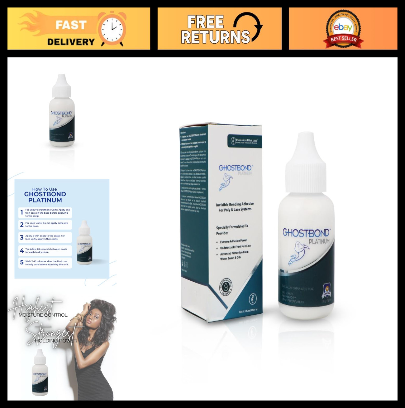 Water Resistant Wig Glue for Extreme Heat – 1.3oz Hair Replacement Adhesive – St