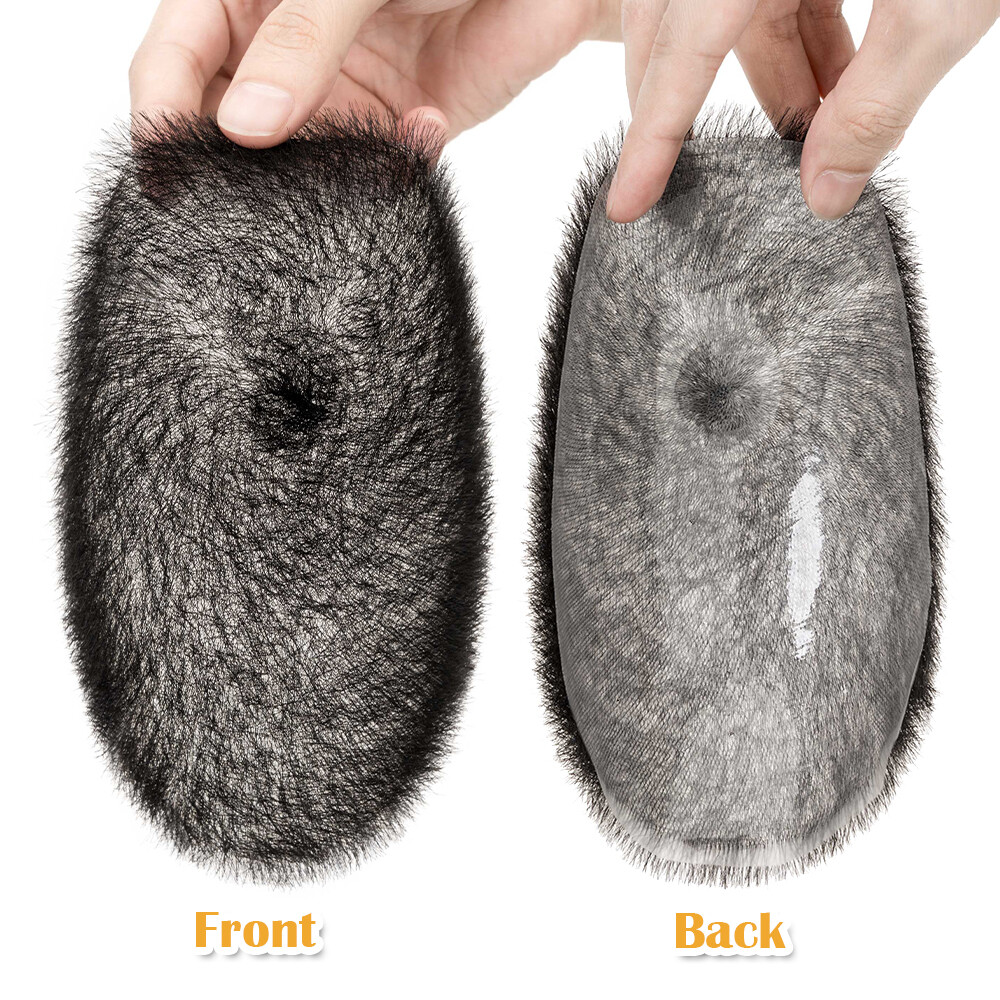 Men Toupee Short 1cm Buzz Cut Remy Virgin Human Hair Skin PU Bald Head Hairpiece
