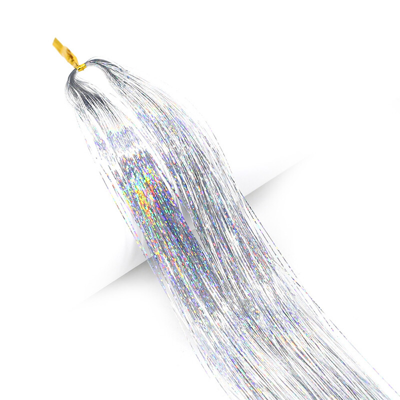 Sparkle Hair Tinsel Holographic Glitter Extensions Highlights False Hairstyling