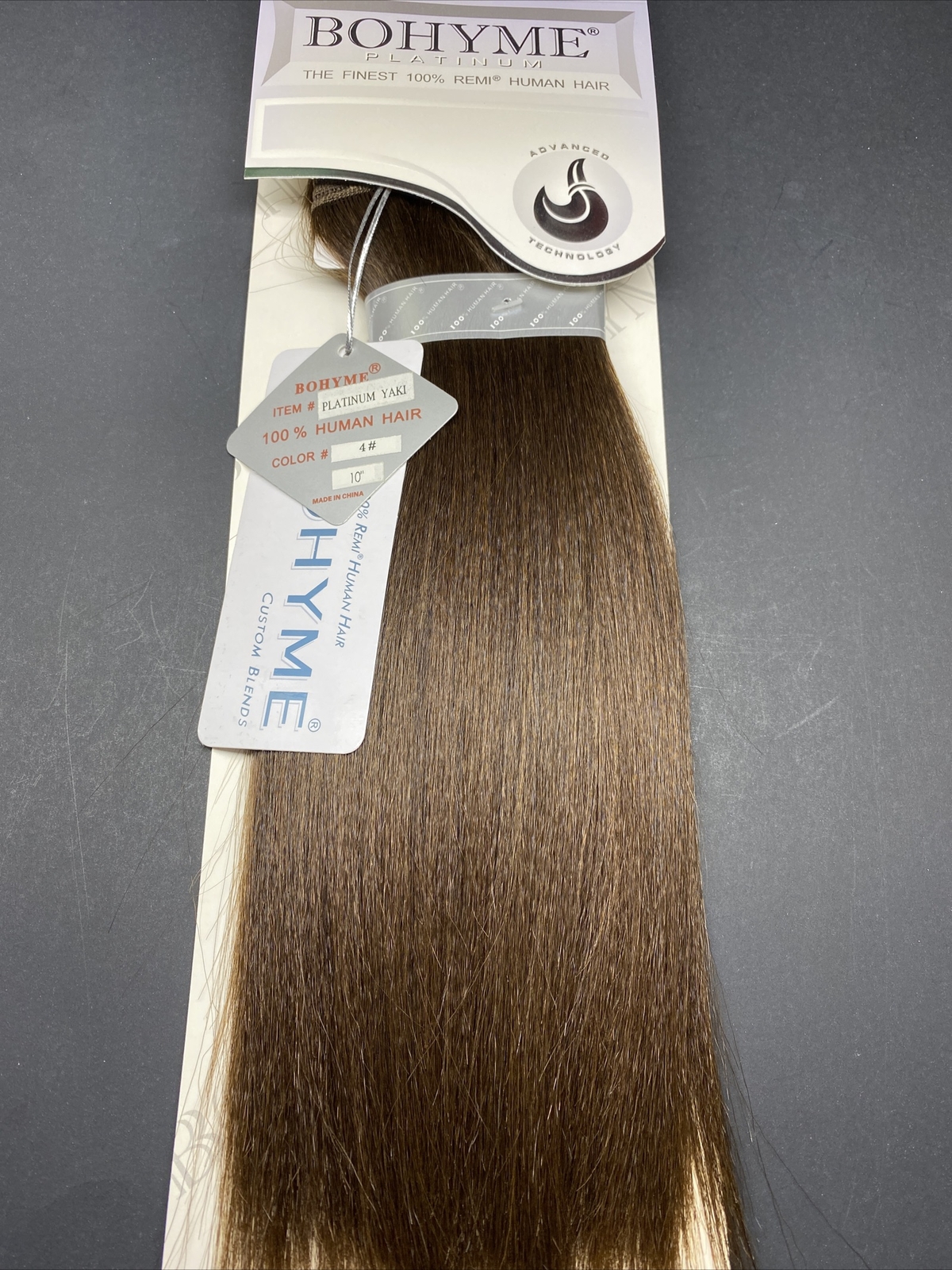 Bohyme Remi Human Hair Machine_Tied_PLATINUM_YAKI_10″_#4