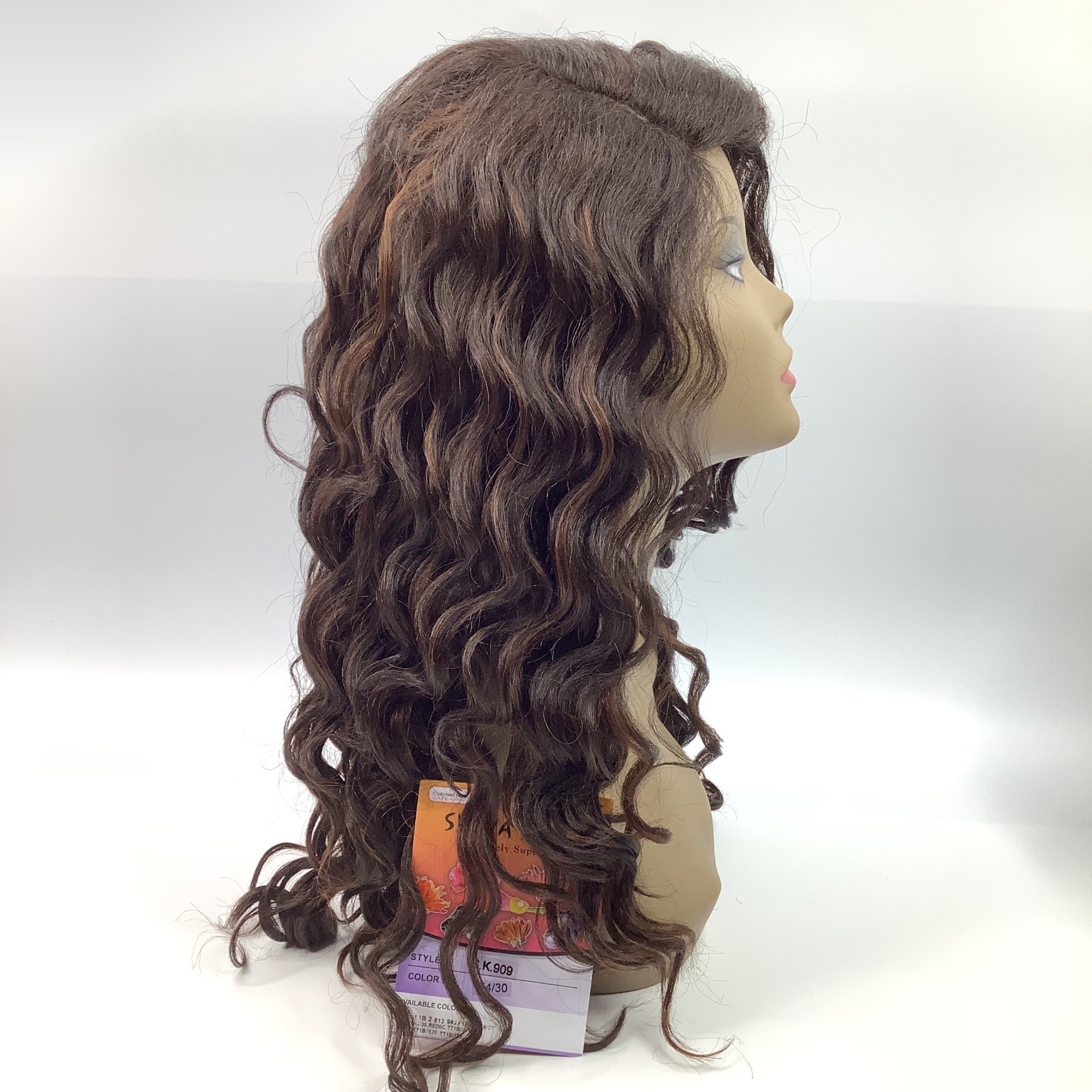 SIGNATURE S.K.909 Synthetic Wig Wavy F4/30 Dark Brown Auburn Highlights