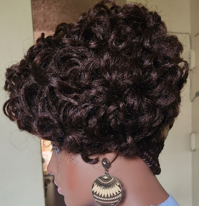 Fully Hand Braided box curly Mohawk braids cornrow wig Dark brown/Blonde