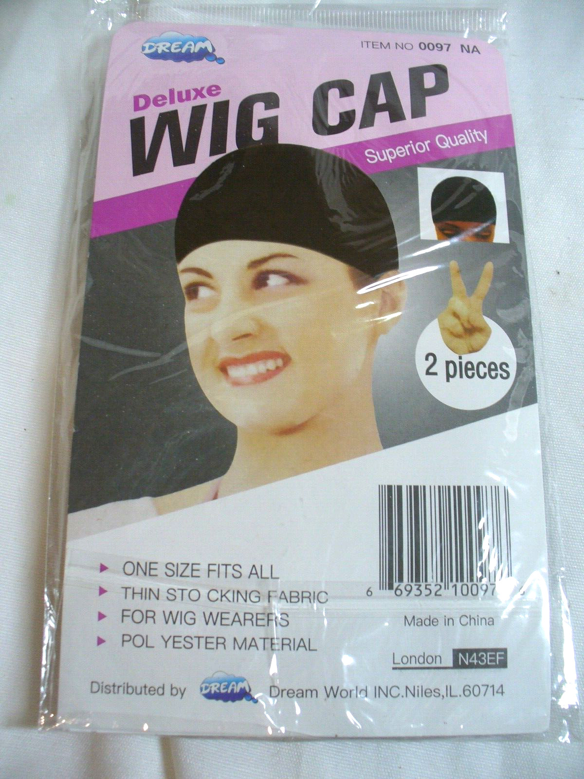 Lot of 3 Dream Deluxe Wig Cap One Size Fits Most- 2 Pieces in each-Black 0097