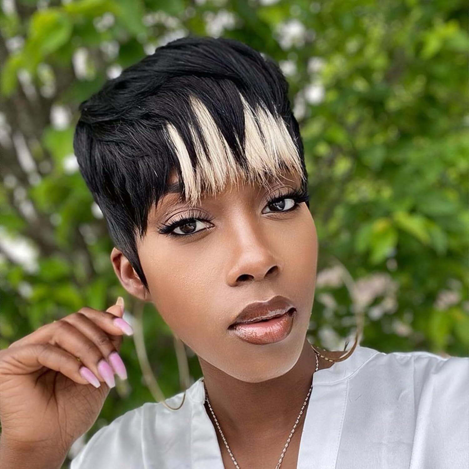 Pixie Cut Wig for Black Women Human Hair 1B613 Pixie Haircut Wig with Bangs