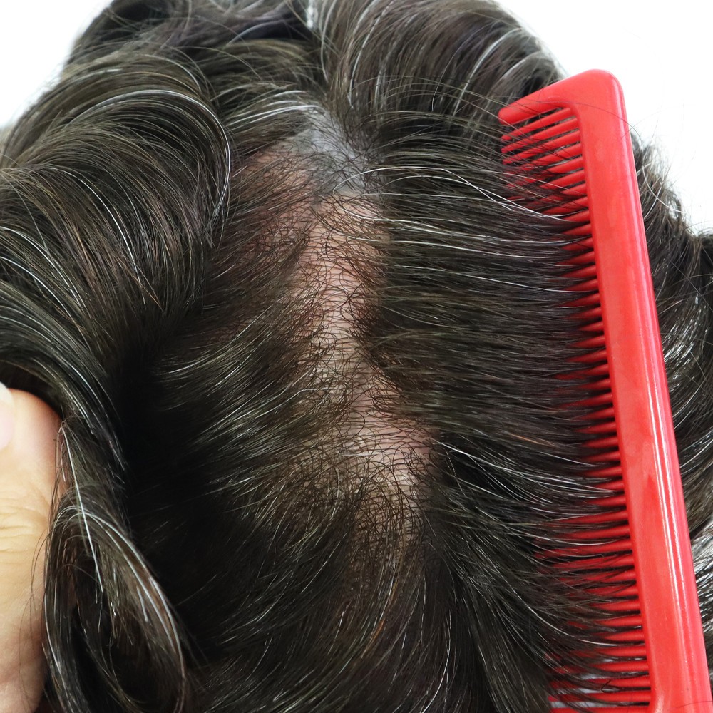 Super Thin Skin Men Hair Piece 8×10 Real Human Hair Daily Wear Toupee Brown #210