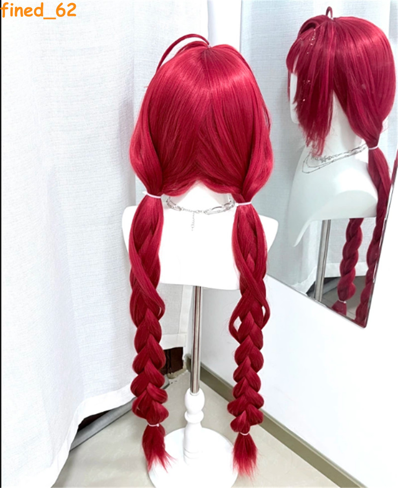 ZZZ Zenless Zone Zero Ukinami Yuzuha Red Wig 100cm Hairpiece Bangs with Hairnet