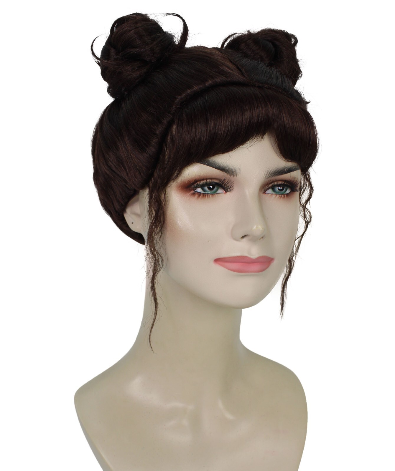 Adult Women’s Dark Brown Space Bun Cosplay Wig, Perfect for Halloween, HW-7102