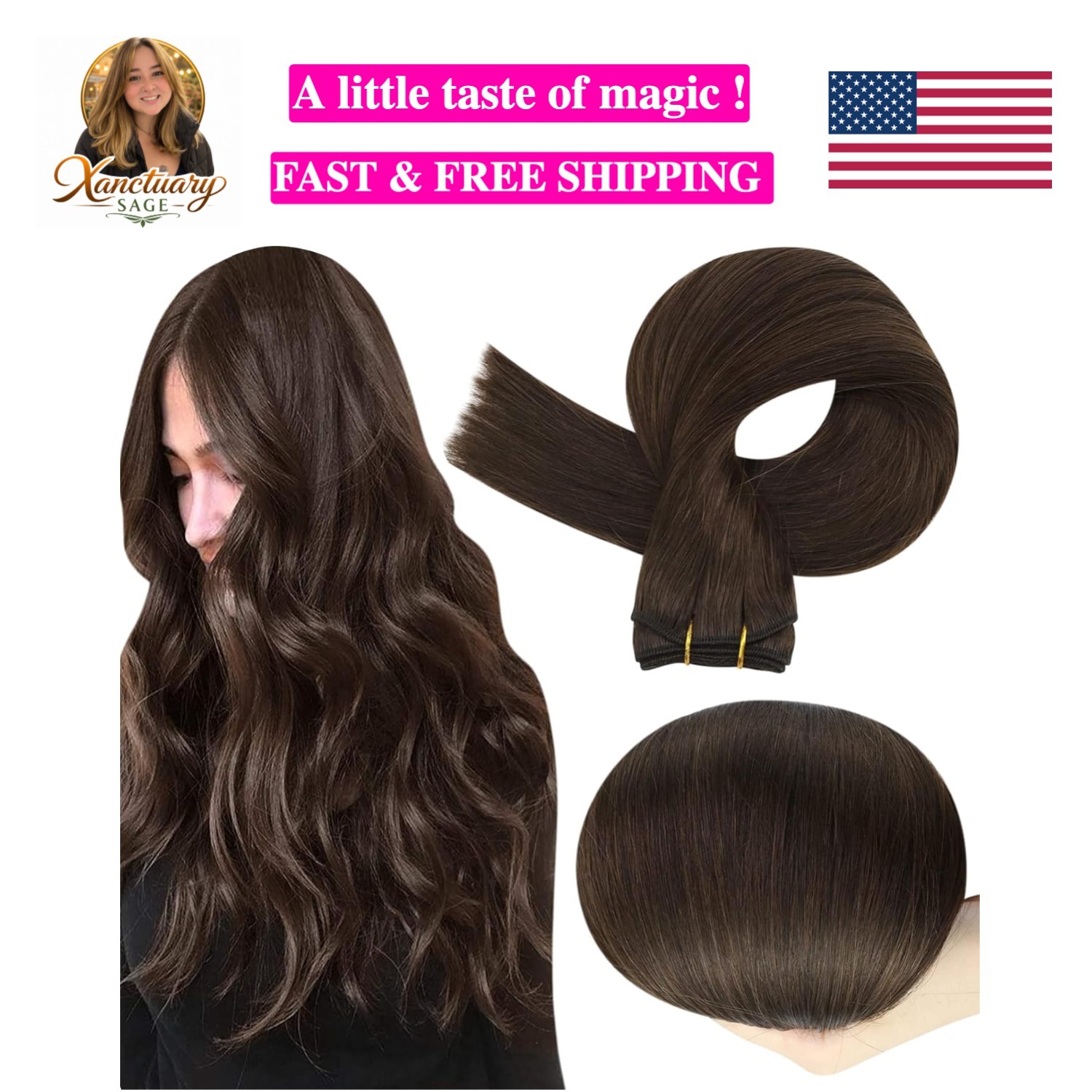 Real Remy 22 Inch Sew-In Hair Extensions – Soft Double Weft Weaves in Dark Brown