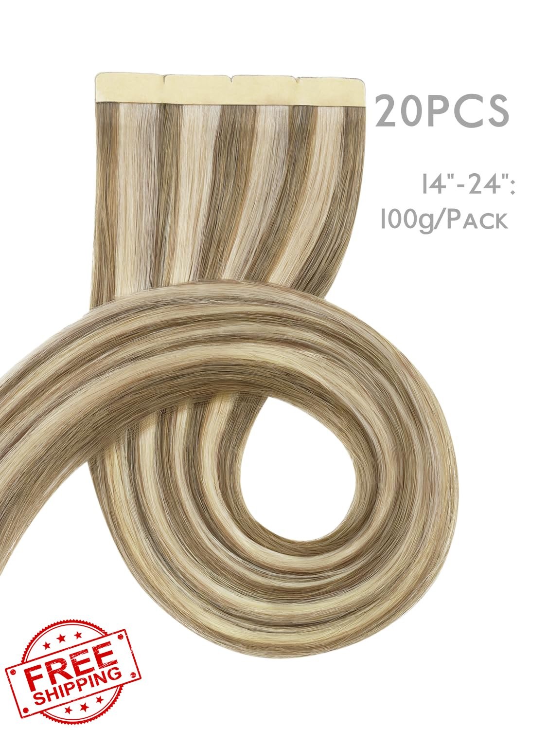 Wennalife 8cm Tape Hair Ash Brown/Platinum Blonde 16 Inch