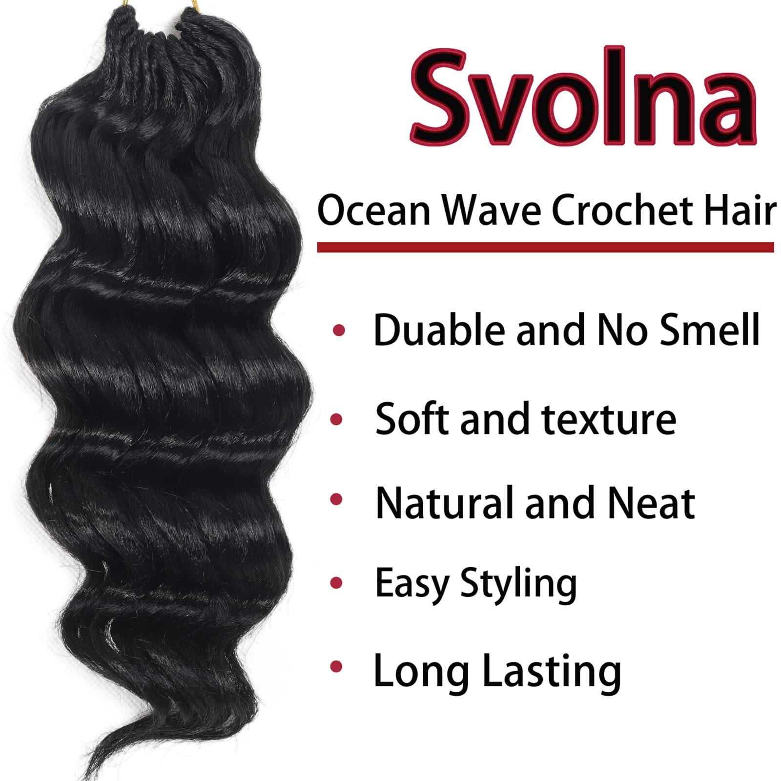 Ocean Wave Crochet Hair: Pre-Looped Curly Braiding, 7 Packs
