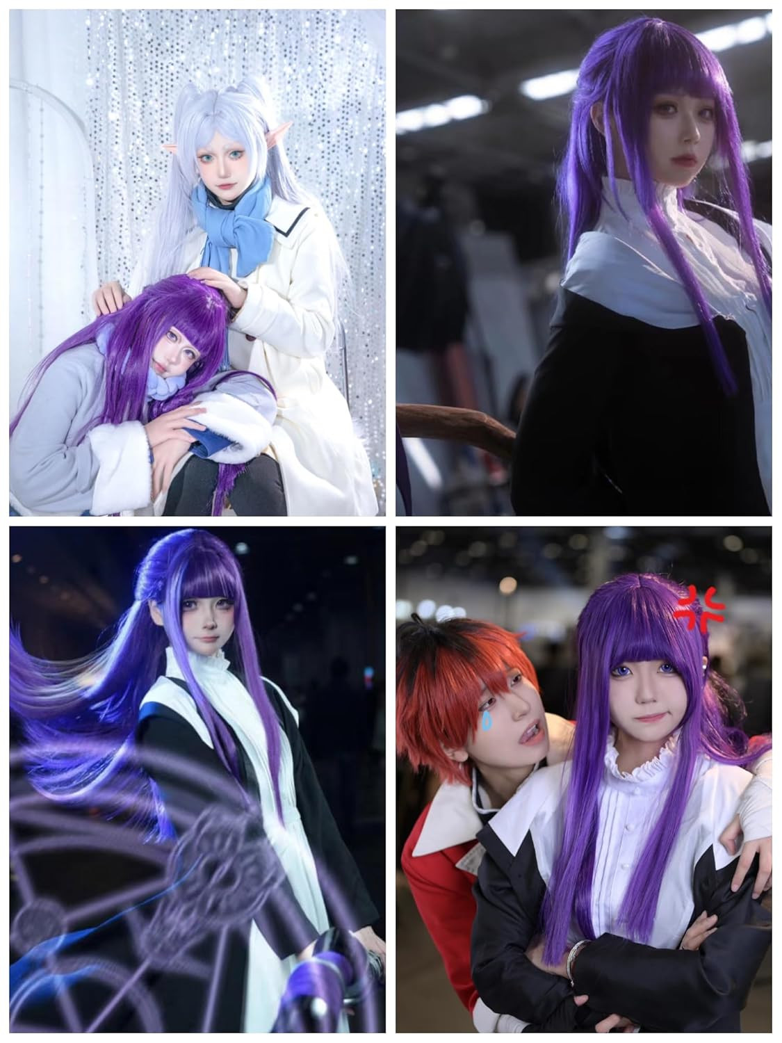 Fer-N Cosplay Wig 29” Long Straight Anime Purple Wigs with Bangs Dark Purple…