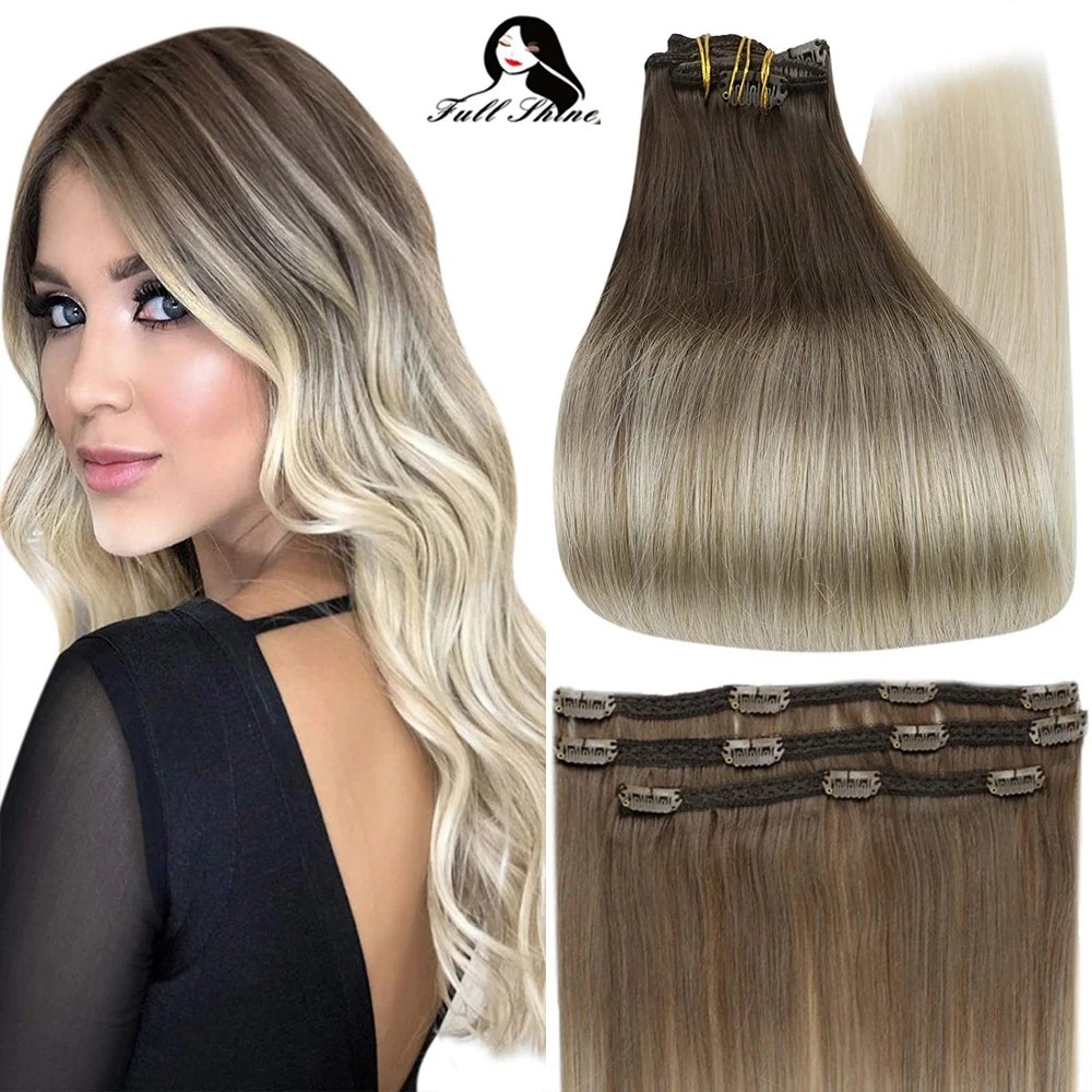 Full Shine 50 Grams 100% Real Clip Remy Human Hair Extensions Full Head Thick