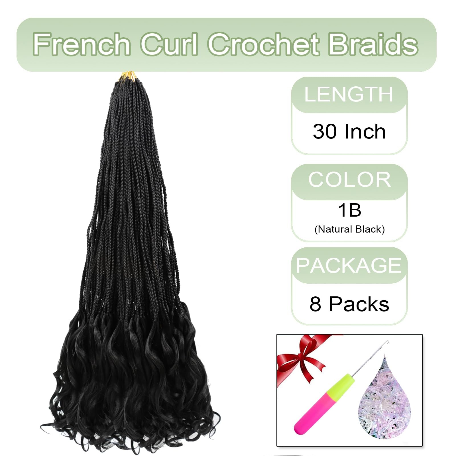 Bulvese French Curl Crochet Braids 30 Inch Braids Crochet Hair Pre Looped