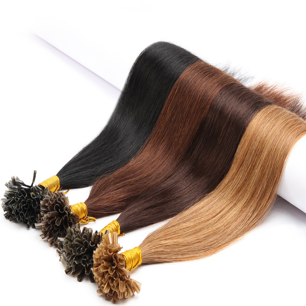 THICK 100PCS Russian 100 Remy Human Hair Extensions Nail U Tip Keratin Pre Bond
