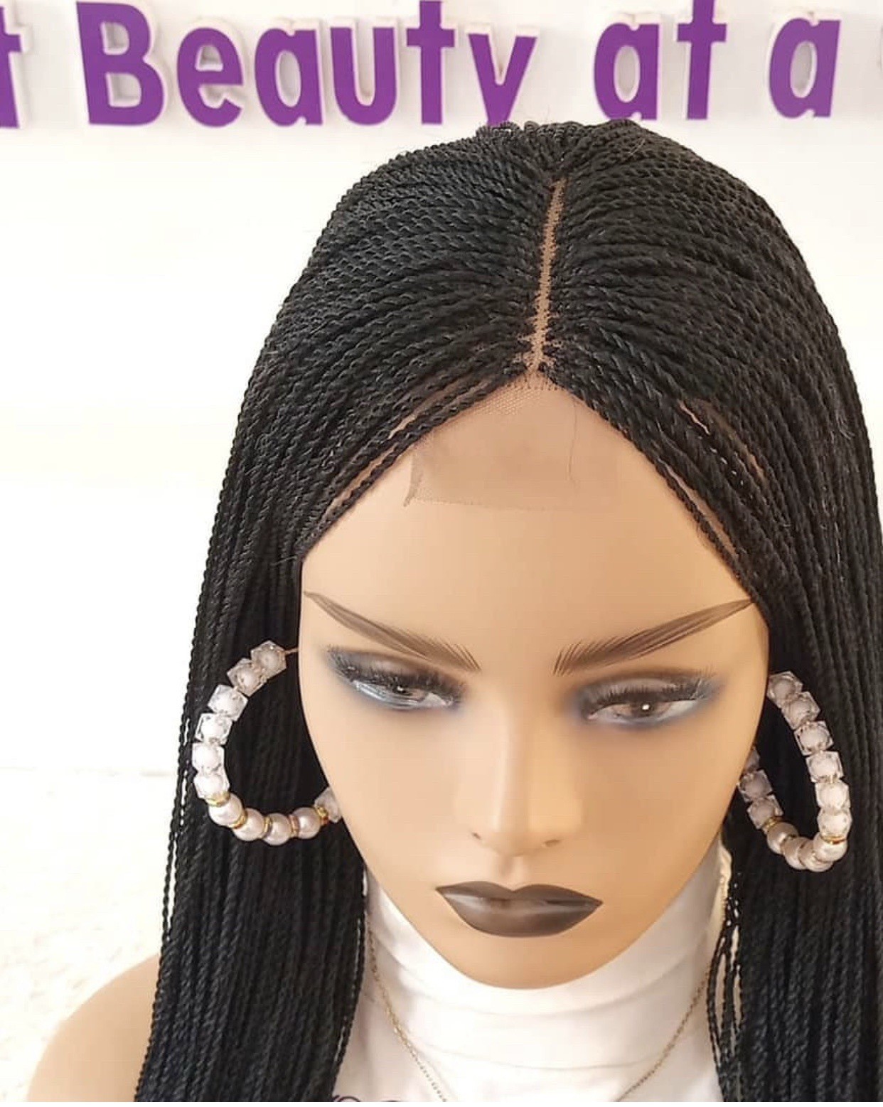 AFRICAN BRAIDED MICRO TWIST WIG ON LACE CLOSURE 28”
