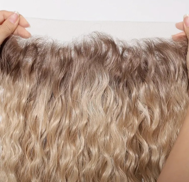 28 Inch High-temperature Silk 13*6 Long Curly Hair Wig, Lace Wig Golden Split…