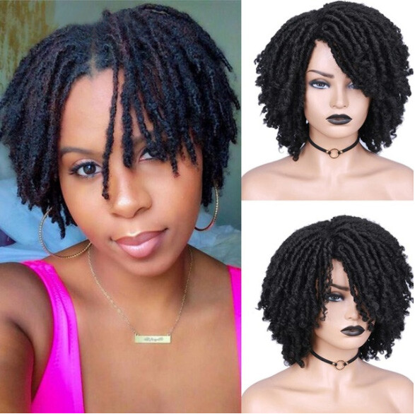 Dreadlock Wig Short Twist Wigs for Black Women Short Curly Braided Natural Black