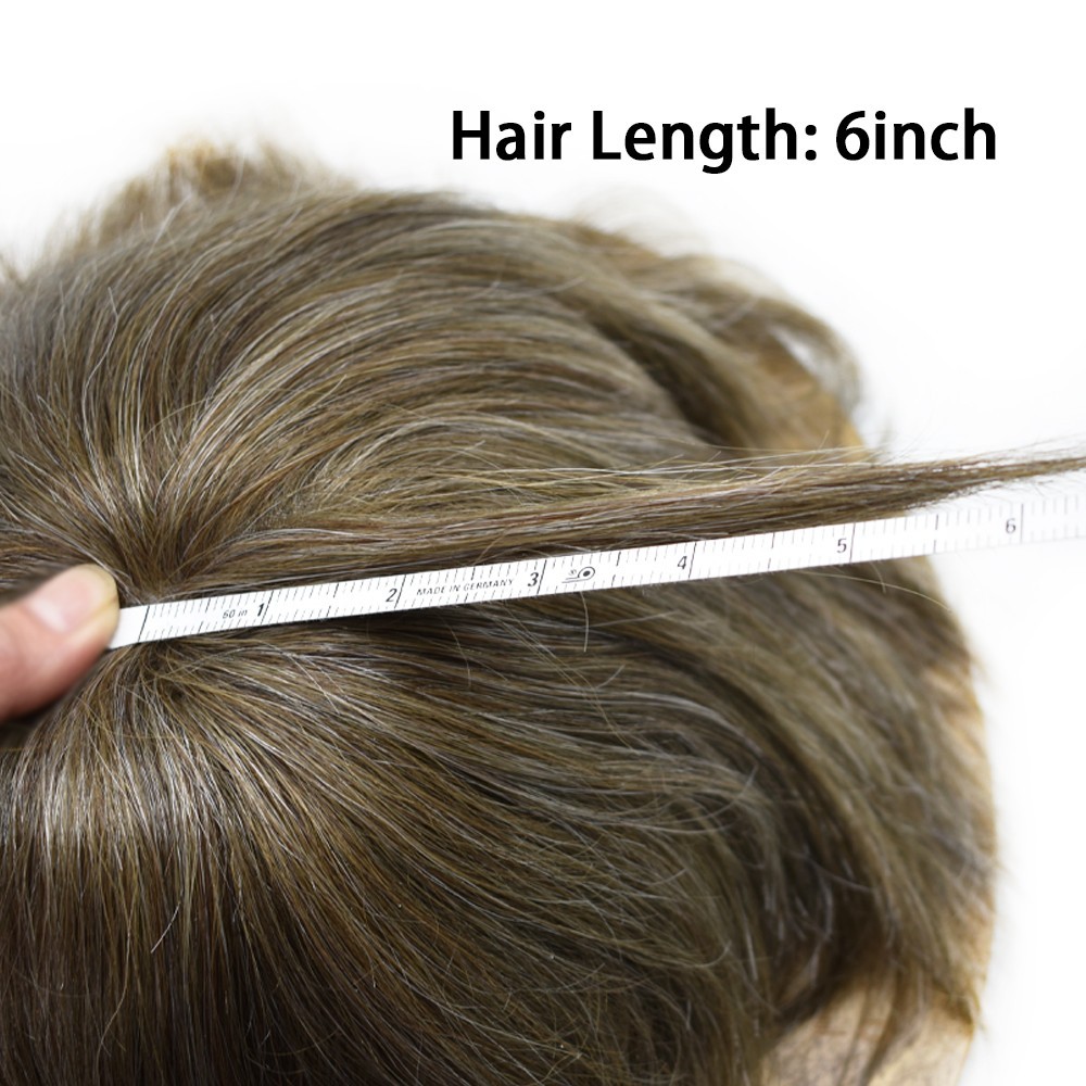 Bleached French Lace Front Mens Toupee Hairpiece Skin PU Hair Replacement System